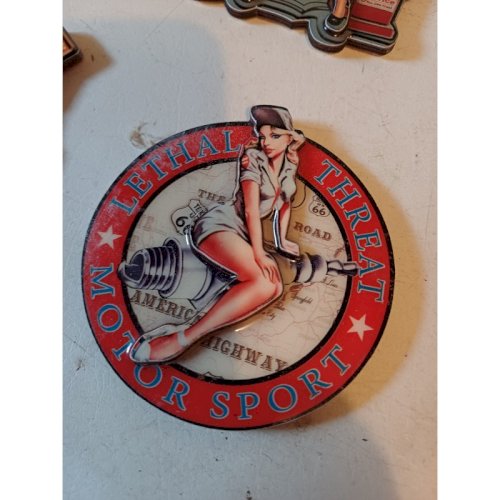 5 Magnets Bois Publicité USA Année 50 + Pompe Tole