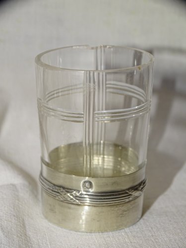 -5 PETITS VERRES A DIGESTIF  LIQUEUR AVEC BAS BAGUES  5 ARGENT Poinçon MINERVE D