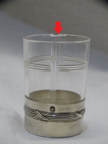 -5 PETITS VERRES A DIGESTIF  LIQUEUR AVEC BAS BAGUES  5 ARGENT Poinçon MINERVE D
