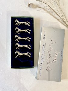 5 silver-plated knife rests in the shape of a horse. 1960s