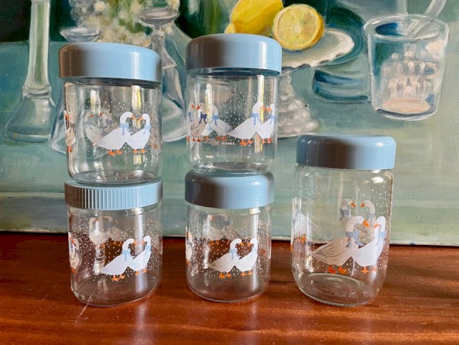 5 pots Le Parfait « Les Oies » vintage