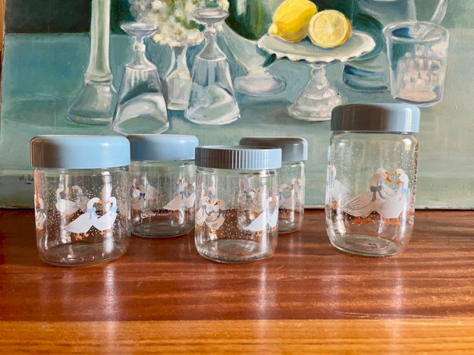 5 pots Le Parfait « Les Oies » vintage
