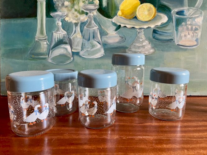 5 pots Le Parfait « Les Oies » vintage