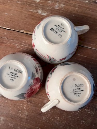 5 tasses à thé Digoin Sarreguemines modèle La Rose