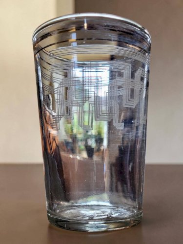 5 verres / gobelets vintage, décor géométrique Art Déco