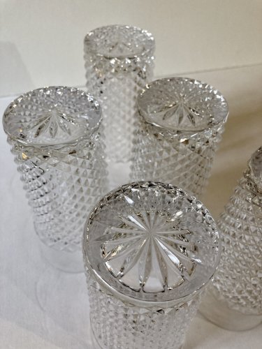 5 verres vintage motif pointe de diamant