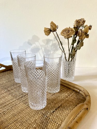 5 verres vintage motif pointe de diamant