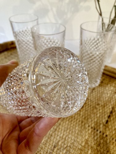 5 verres vintage motif pointe de diamant