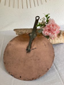 525⚜️ Antique Flat Copper Lid for Vintage Pot Diameter 27.5 cm