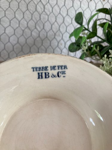 525⚜️ Ancien Petit Compotier Terre De Fer HB Cie Diamètre 21 Cm Vintage