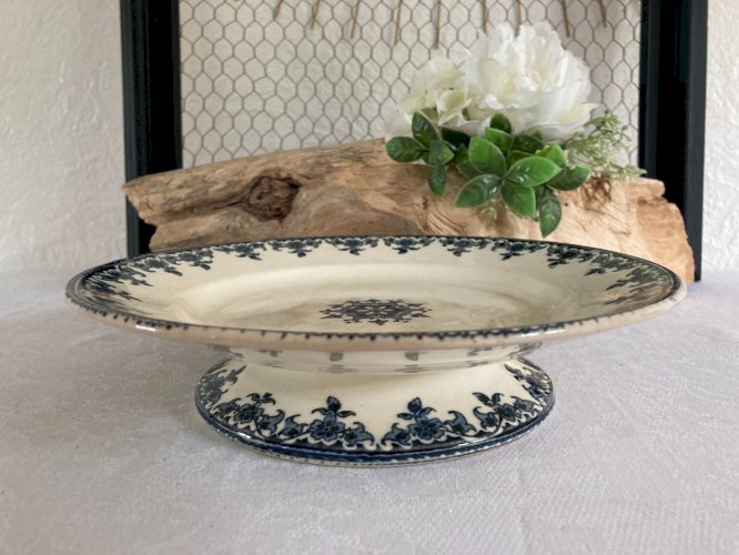 525⚜️ Ancien Petit Compotier Terre De Fer HB Cie Diamètre 21 Cm Vintage