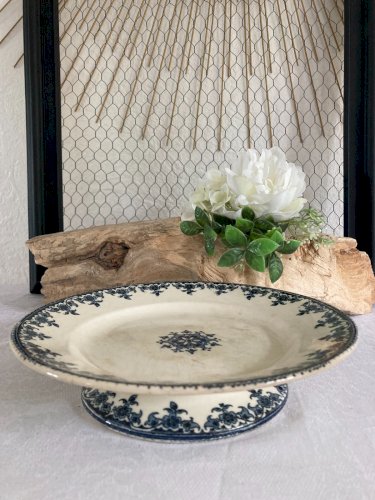 525⚜️ Ancien Petit Compotier Terre De Fer HB Cie Diamètre 21 Cm Vintage