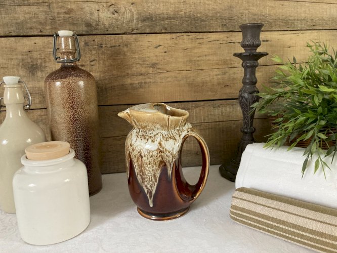 525⚜️ Ancien Pichet Flamme à Vin Bistrot Carafe Céramique P.80 Hauteur 18 Cm