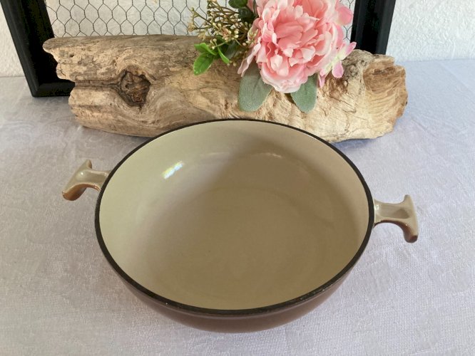 525⚜️ Ancien Plat Rond Le Creuset Fonte Émaillée  Diamètre 20 Cm Made In France