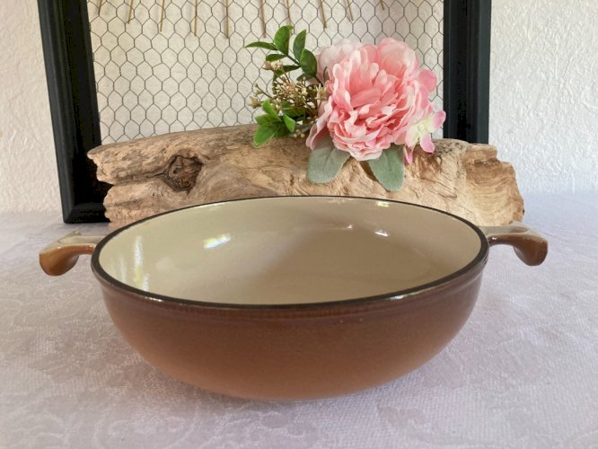 525⚜️ Ancien Plat Rond Le Creuset Fonte Émaillée  Diamètre 20 Cm Made In France