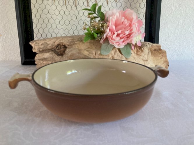 525⚜️ Ancien Plat Rond Le Creuset Fonte Émaillée  Diamètre 20 Cm Made In France