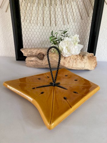 525⚜️ Ancien Plateau à Fromage Vallauris en Céramique Forme d'horloge Vintage