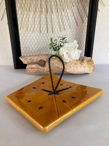 525⚜️ Ancien Plateau à Fromage Vallauris en Céramique Forme d'horloge Vintage