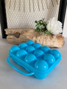 525⚜️ Ancienne Boite à Oeufs 12 Oeufs en Plastique Bleu Ciel Vintage Authentique