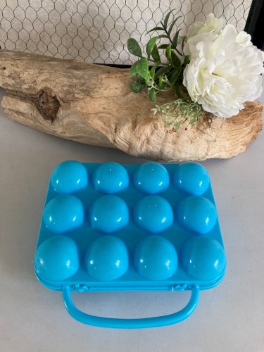 525⚜️ Ancienne Boite à Oeufs 12 Oeufs en Plastique Bleu Ciel Vintage Authentique
