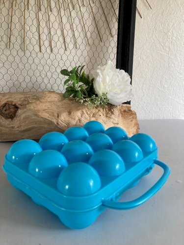 525⚜️ Ancienne Boite à Oeufs 12 Oeufs en Plastique Bleu Ciel Vintage Authentique