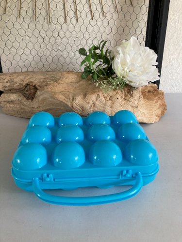 525⚜️ Ancienne Boite à Oeufs 12 Oeufs en Plastique Bleu Ciel Vintage Authentique