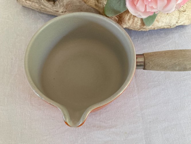 525 ⚜️ Ancienne Casserole Le Creuset 14 en Fonte Émaillée Orange Made In France