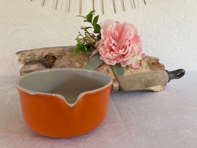 525 ⚜️ Ancienne Casserole Le Creuset 14 en Fonte Émaillée Orange Made In France