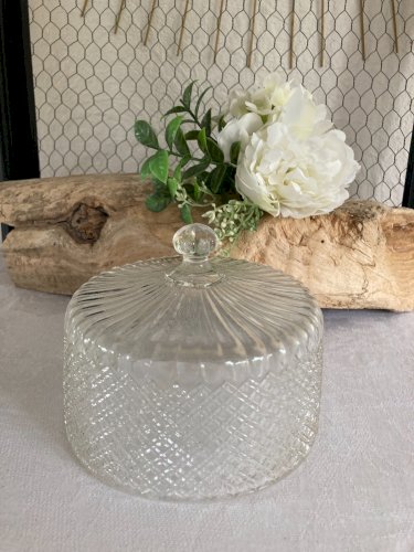525⚜️ Ancienne Cloche à Fromages en Verre Diamètre 14 Cm Vintage
