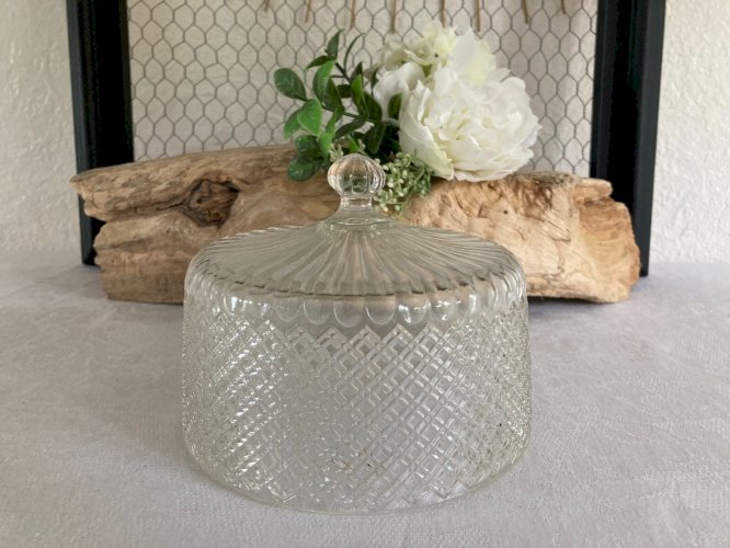 525⚜️ Ancienne Cloche à Fromages en Verre Diamètre 14 Cm Vintage