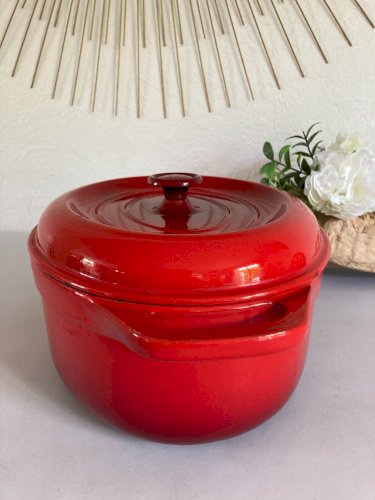 525⚜️ Ancienne Marmite, Cocotte, Faitout en Fonte Émaillée Fontignac Long 29 Cm