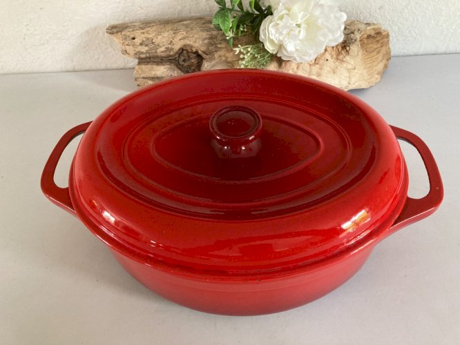 525⚜️ Ancienne Marmite, Cocotte, Faitout en Fonte Émaillée Fontignac Long 29 Cm