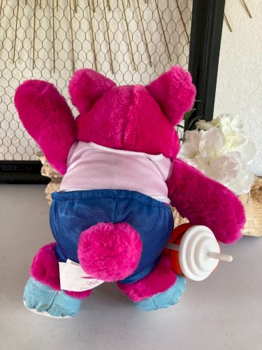 525⚜️ Ancienne Peluche Doudou Rose Kodak 1988 Mascotte Jeux Olympiques