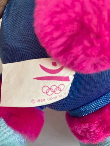 525⚜️ Ancienne Peluche Doudou Rose Kodak 1988 Mascotte Jeux Olympiques