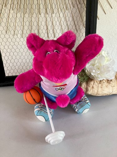 525⚜️ Ancienne Peluche Doudou Rose Kodak 1988 Mascotte Jeux Olympiques