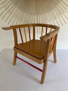 525⚜️ Antique Baumann Children's Chair in Perforated Wood for Vintage Pot