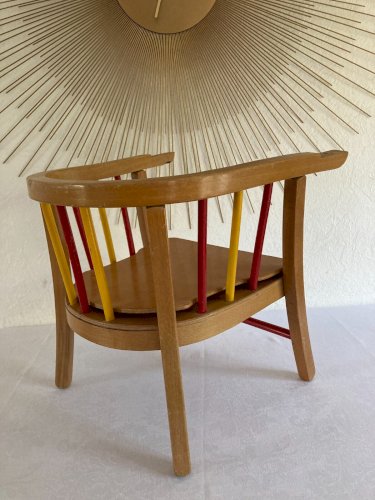 525⚜️ Ancienne Petite Chaise Enfant Baumann en Bois Percée Pour Pot Vintage