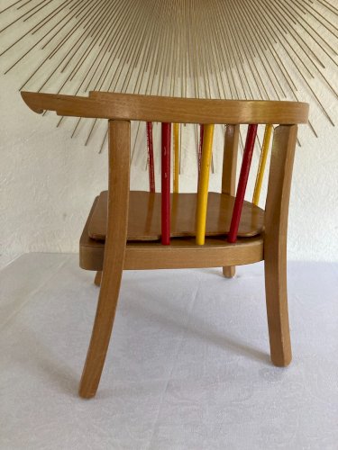 525⚜️ Ancienne Petite Chaise Enfant Baumann en Bois Percée Pour Pot Vintage