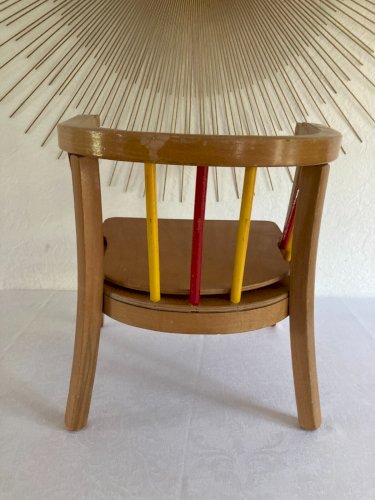 525⚜️ Ancienne Petite Chaise Enfant Baumann en Bois Percée Pour Pot Vintage