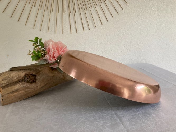 525⚜️ Ancienne Poêle Ovale en Cuivre Gaillard Paris Made In France PTT Long 35