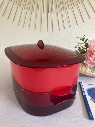 525⚜️ Cuiseur Vapeur Ovale Multi-Étage Tupperware Rouge Longueur 26 Cm