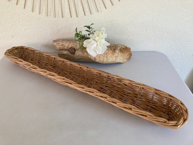 525⚜️ Décoration Grande Panière à Pain de Boulanger en Rotin Osier Long 83 Cm