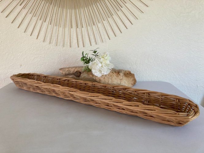525⚜️ Décoration Grande Panière à Pain de Boulanger en Rotin Osier Long 83 Cm