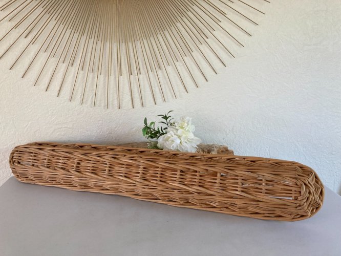 525⚜️ Décoration Grande Panière à Pain de Boulanger en Rotin Osier Long 83 Cm