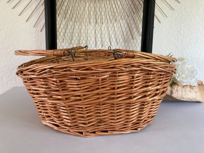 525⚜️ Décoration Panier Ovale en Osier Rotin Longueur 44 Cm