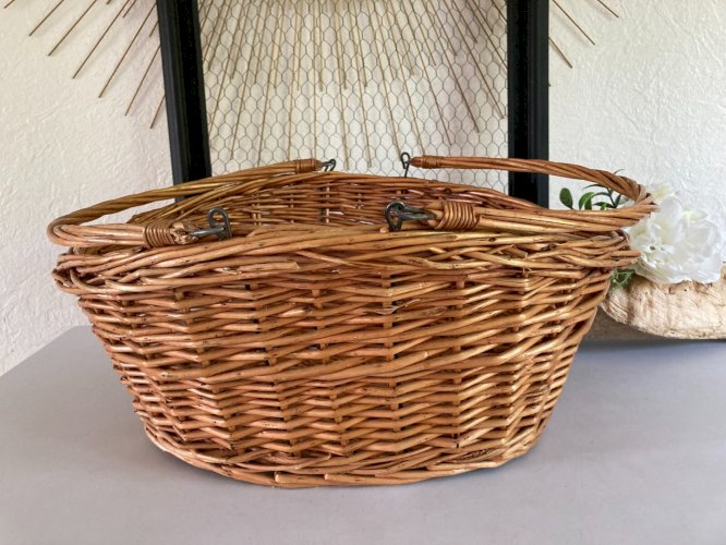 525⚜️ Décoration Panier Ovale en Osier Rotin Longueur 44 Cm