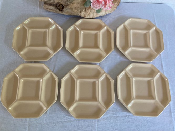 525⚜️ Ensemble 6 Assiettes à Raclette Ou Fondue Gien France Vintage Ø 22,5 Cm