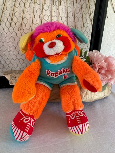 525⚜️Ancienne Peluche Doudou Popples Sports Basket Ball Dunker Vintage