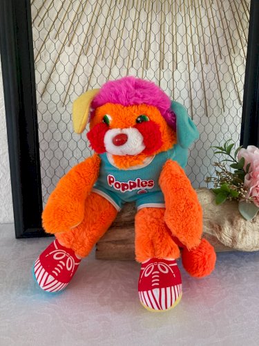 525⚜️Ancienne Peluche Doudou Popples Sports Basket Ball Dunker Vintage