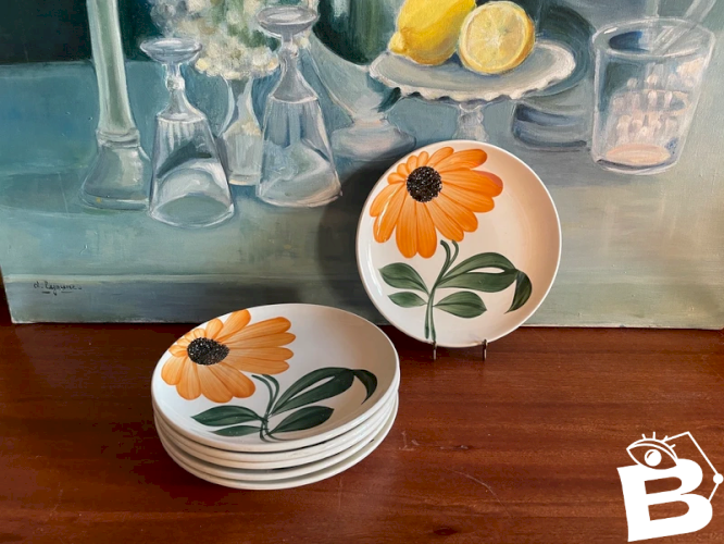 6 + 3 assiettes à dessert Marguerite Gien vintage